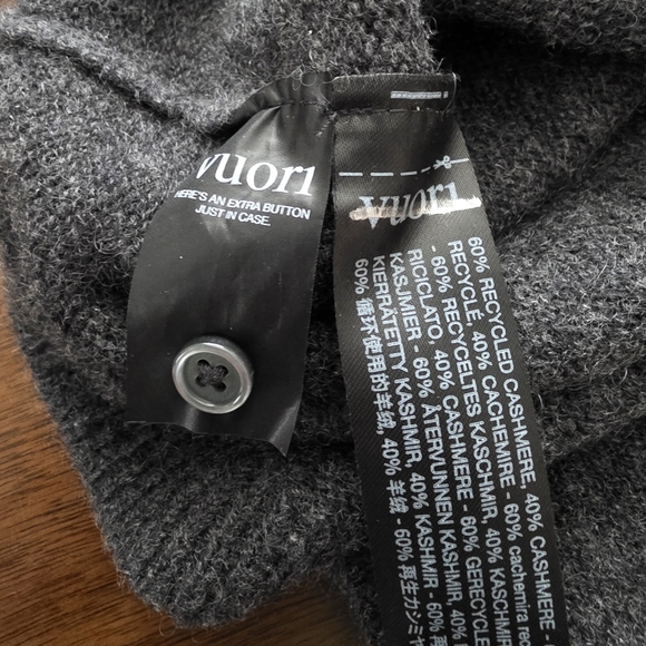 Vuori Emilie Cashmere Cardigan Charcoal L NEW - Picture 10 of 11